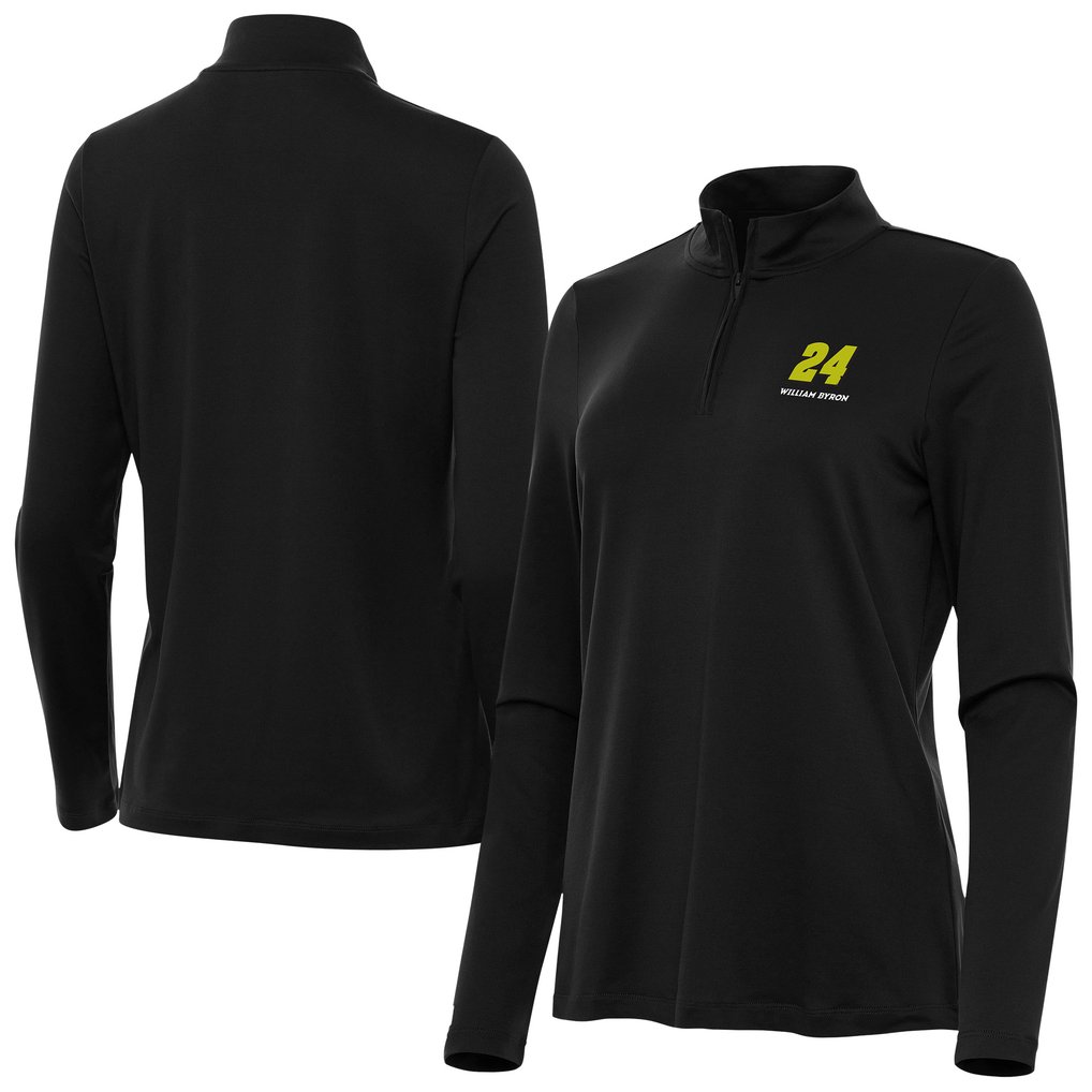  William Byron Antigua Women's Reprocess Quarter-Zip Pullover Top - Black